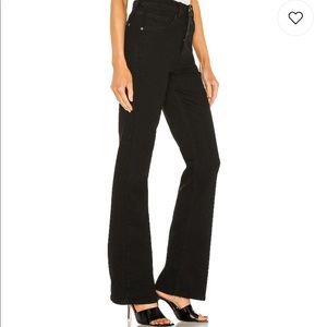Free People French Girl Flare Jeans Satin Black
